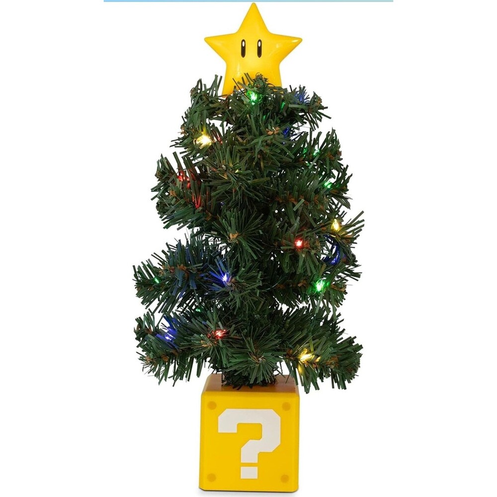 Nintendo Super Mario Bros Star LED Light Up 10 in Desktop Christmas Tree NEW